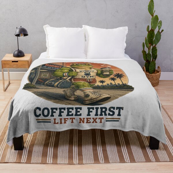 Item preview, Gym Frog Coffee First Lift Next Vintage 80s Workout designed and sold by MythicCotton.