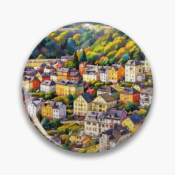Item preview, Colorful Hillside Townscape designed and sold by cuprum.
