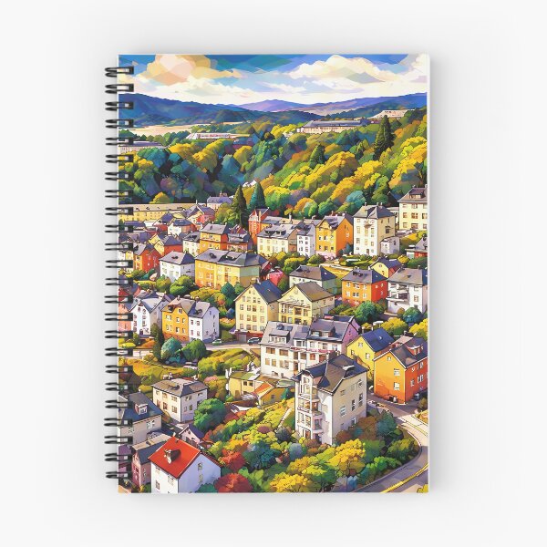 Item preview, Colorful Hillside Townscape designed and sold by cuprum.