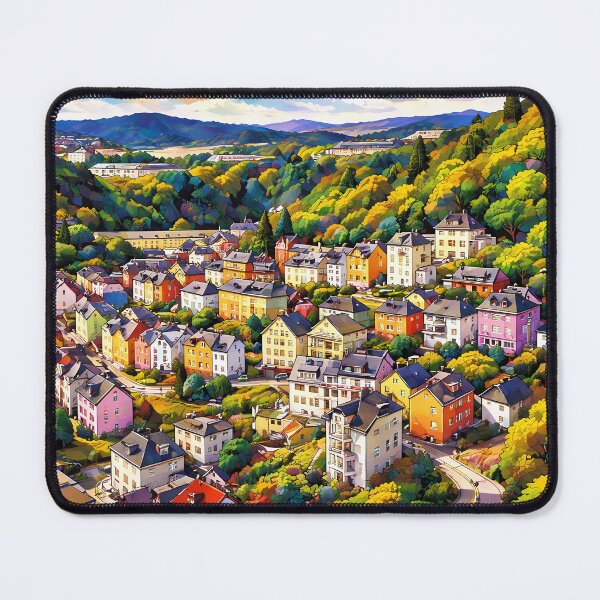 Item preview, Colorful Hillside Townscape designed and sold by cuprum.