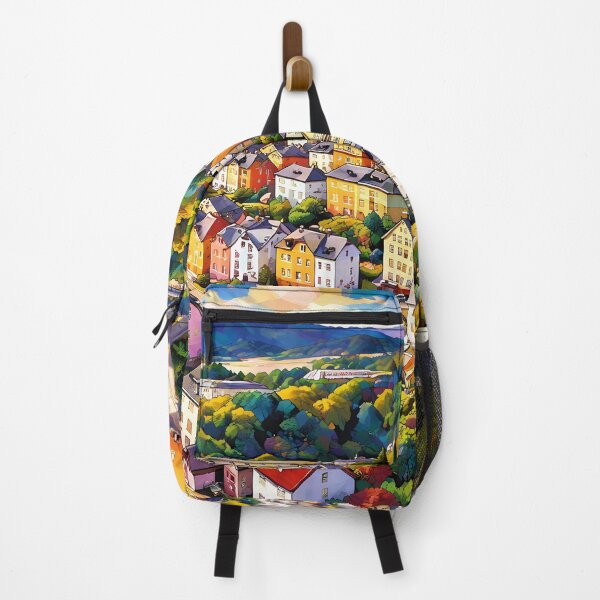 Item preview, Colorful Hillside Townscape designed and sold by cuprum.