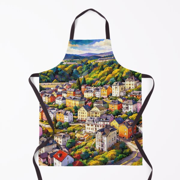 Item preview, Colorful Hillside Townscape designed and sold by cuprum.