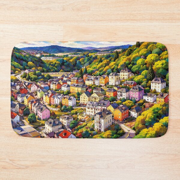 Item preview, Colorful Hillside Townscape designed and sold by cuprum.