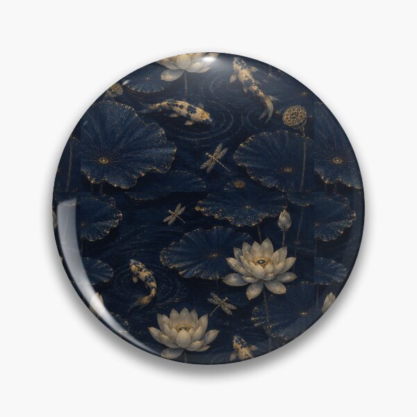 Item preview, Elegant Navy Blue Koi Fish and White Lotus Pattern | Japanese Inspired Luxury Botanical Design designed and sold by PatternFranzy.