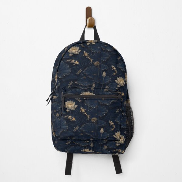 Item preview, Elegant Navy Blue Koi Fish and White Lotus Pattern | Japanese Inspired Luxury Botanical Design designed and sold by PatternFranzy.