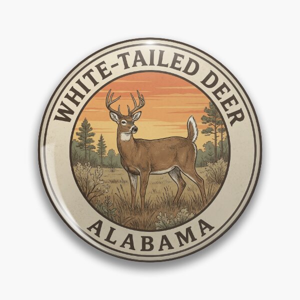 Item preview, White-Tailed Deer Alabama Vintage Wildlife Badge designed and sold by CKaracaCrafted.