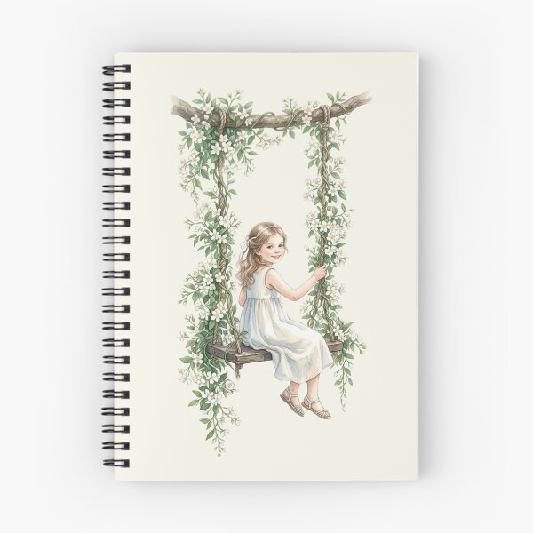 Item preview, watercolor Blond Girl on a Jasmine covered Swing designed and sold by TB-73.