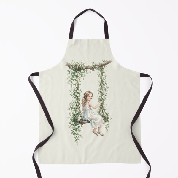 Item preview, watercolor Blond Girl on a Jasmine covered Swing designed and sold by TB-73.