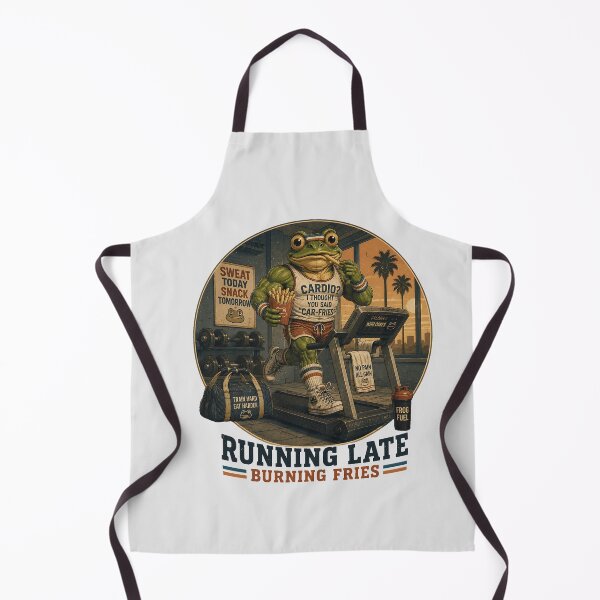 Item preview, Gym Frog Running Late Burning Fries Funny Retro Workout designed and sold by MythicCotton.