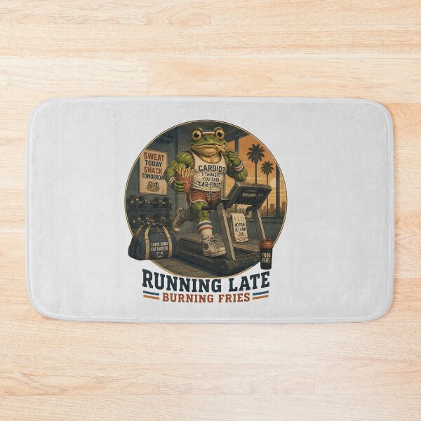 Item preview, Gym Frog Running Late Burning Fries Funny Retro Workout designed and sold by MythicCotton.