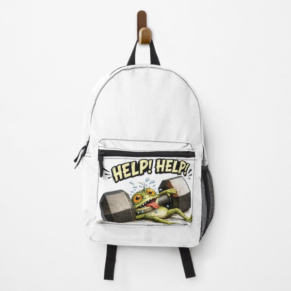 Item preview, Funny Gym Frog Trapped Under Heavy Dumbbell HELP! HELP! Cartoon Workout Fitness Design designed and sold by Dinaelsherkawy.