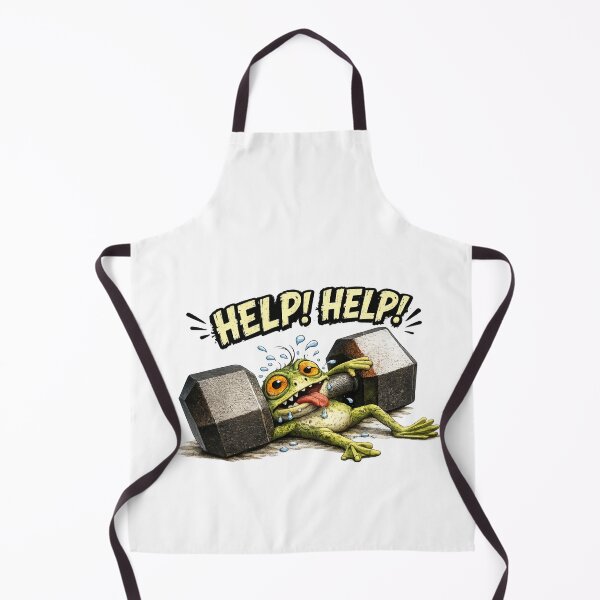Item preview, Funny Gym Frog Trapped Under Heavy Dumbbell HELP! HELP! Cartoon Workout Fitness Design designed and sold by Dinaelsherkawy.