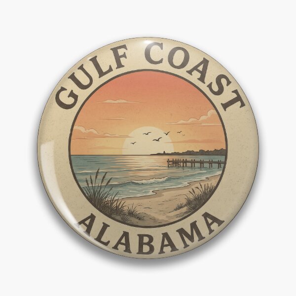 Item preview, Gulf Coast Alabama Vintage Coastal Badge designed and sold by CKaracaCrafted.