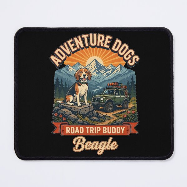 Item preview, Adventure Dogs – Road Trip Buddy | Beagle Vintage Off-Road Camping designed and sold by No Excuses Supply.