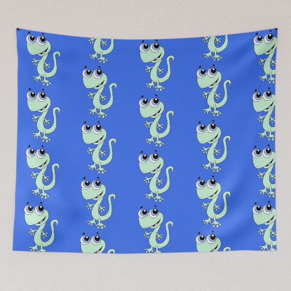Item preview, Cute Kawaii Green Gecko with Big Blue Eyes designed and sold by CozyCritters8.
