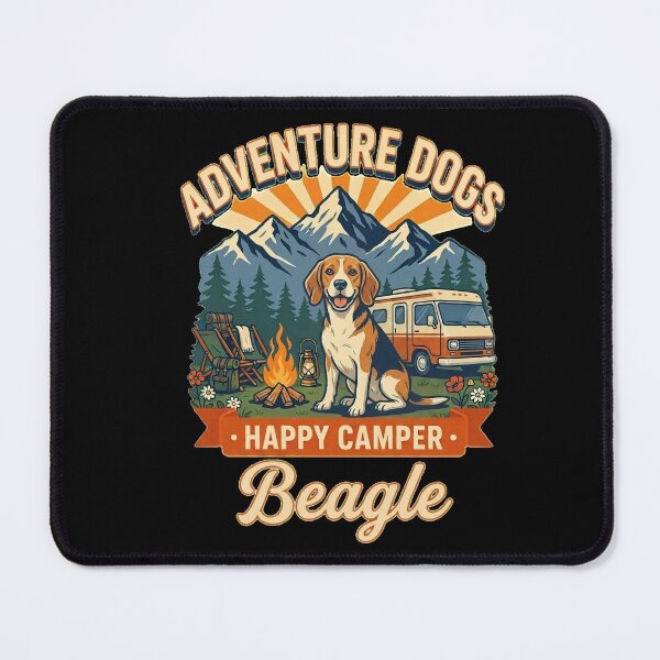 Item preview, Adventure Dogs – Happy Camper | Beagle Vintage Camping designed and sold by No Excuses Supply.