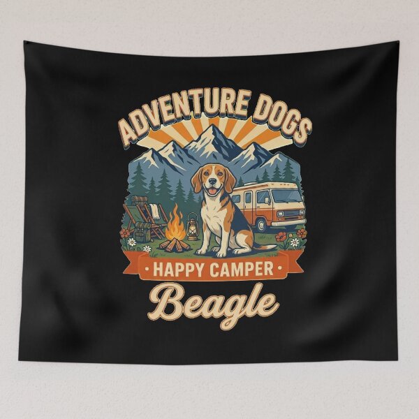 Item preview, Adventure Dogs – Happy Camper | Beagle Vintage Camping designed and sold by No Excuses Supply.