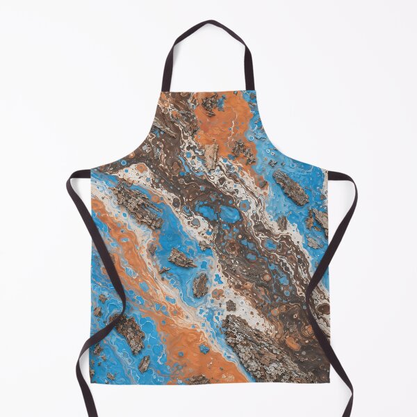 Item preview, Abstract Blue Acrylic Fluid Art with Tree Bark Texture designed and sold by Aimaniia666.