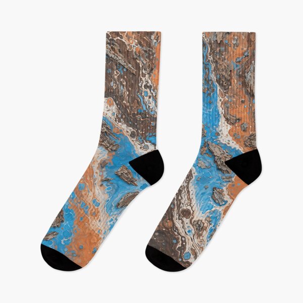 Item preview, Abstract Blue Acrylic Fluid Art with Tree Bark Texture designed and sold by Aimaniia666.