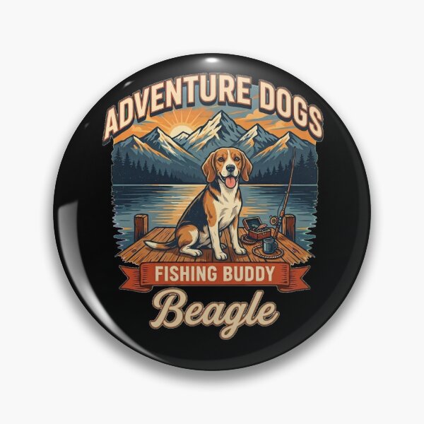 Item preview, Adventure Dogs – Fishing Buddy | Beagle Vintage Fishing designed and sold by No Excuses Supply.