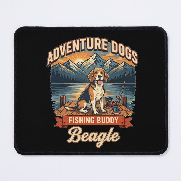 Item preview, Adventure Dogs – Fishing Buddy | Beagle Vintage Fishing designed and sold by No Excuses Supply.