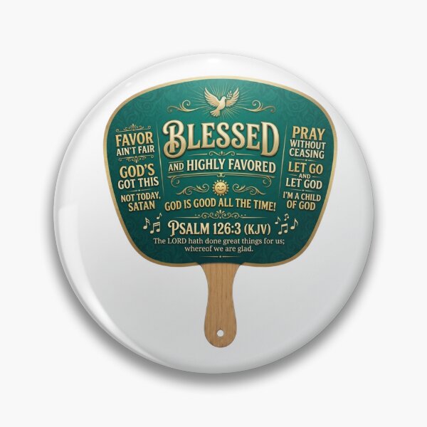 Item preview, Blessed And Highly Favored Traditional Church Fan designed and sold by WordsplusFabric.