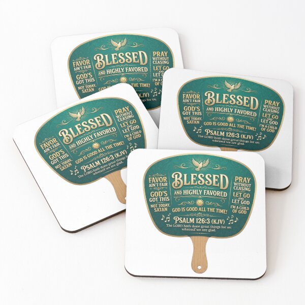 Item preview, Blessed And Highly Favored Traditional Church Fan designed and sold by WordsplusFabric.