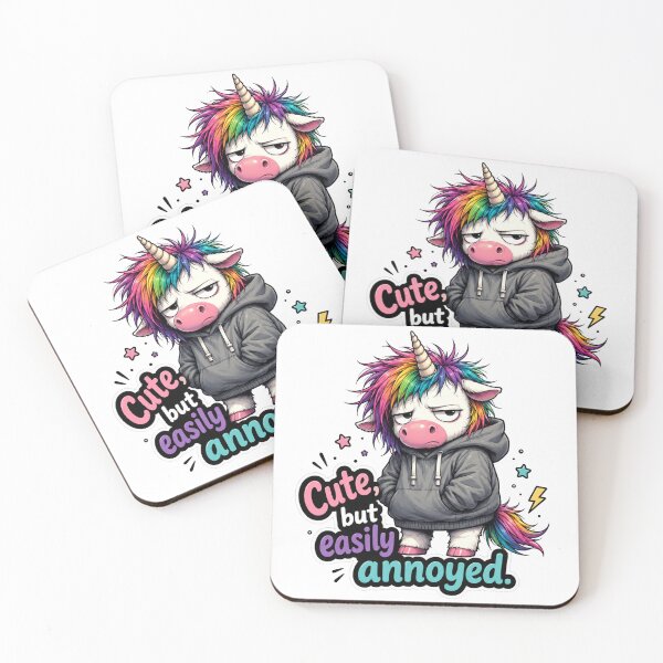 Item preview, Cute But Easily Annoyed Unicorn German Quote designed and sold by Tinosshop.