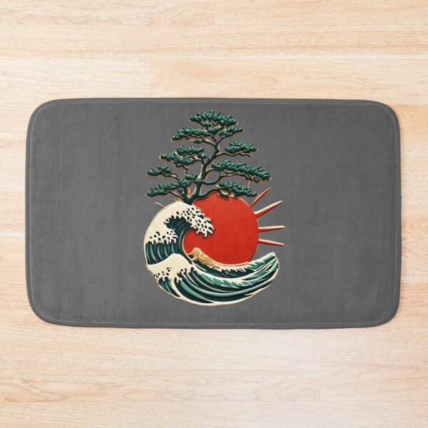 Item preview, Red Sun Rising Over Wave & Pine Tree | Modern Japanese Icon 02 designed and sold by Shift-Bloom.