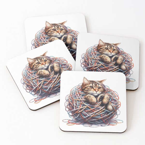 Item preview, Kitten Tangled in Yarn | Cute Cat Wall Art designed and sold by ArtDigCont.