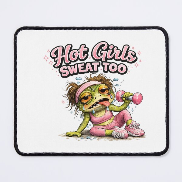 Item preview, Funny Gym Frog Girl Hot Girls Sweat Too Cute Pink Workout Cartoon Fitness Design designed and sold by Dinaelsherkawy.