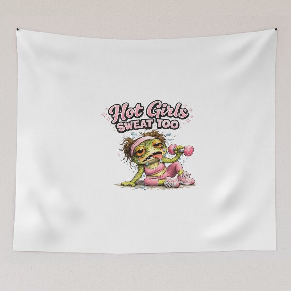 Item preview, Funny Gym Frog Girl Hot Girls Sweat Too Cute Pink Workout Cartoon Fitness Design designed and sold by Dinaelsherkawy.