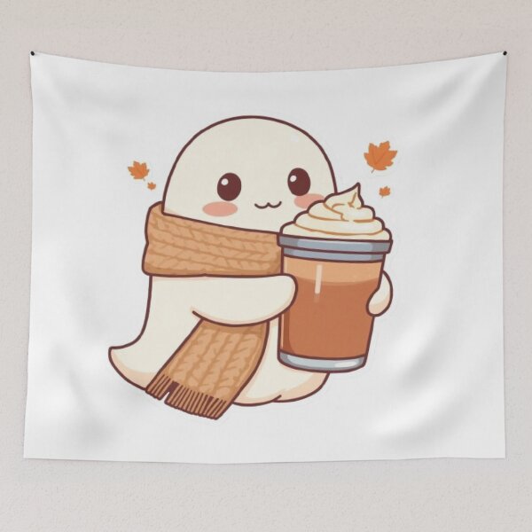Item preview, Cute Cozy Ghost Coffee Kawaii Sticker | Adorable Autumn Ghost Latte designed and sold by Stylestickers55.