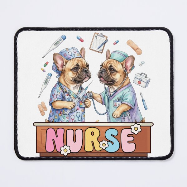 Item preview, Watercolor clipart images of adorable French bulldog nurses and medical elements designed and sold by VibranPalette.