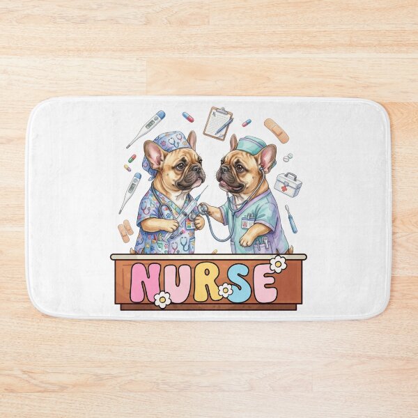 Artikelvorschau, Aquarell-Cliparts von entzückenden französischen Bulldoggen-Krankenschwestern und medizinischen Elementen entworfen und verkauft von VibranPalette.