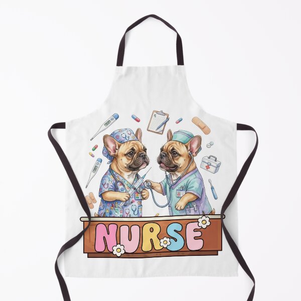 Item preview, Watercolor clipart images of adorable French bulldog nurses and medical elements designed and sold by VibranPalette.