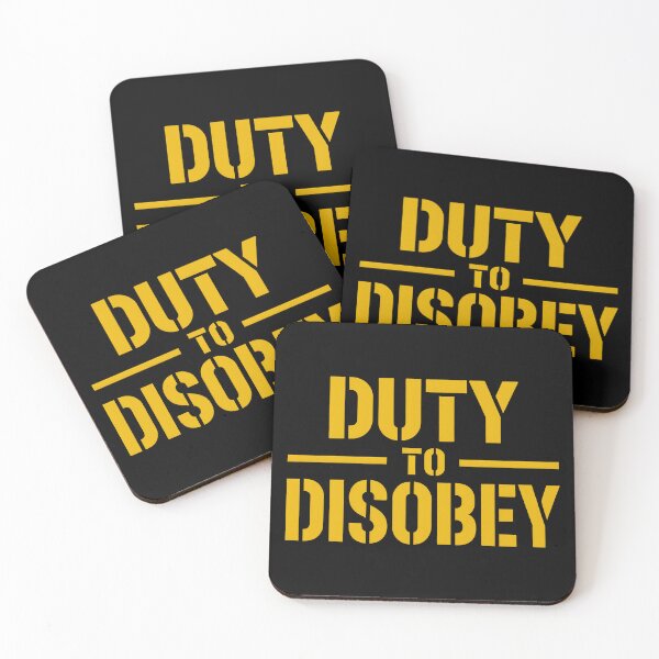 Item preview, Duty To Disobey T Shirt Military Veteran Constitution Support Black Yellow Bold Protest designed and sold by Brian Hibbs.