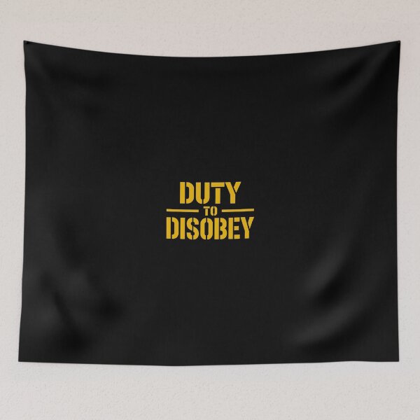 Item preview, Duty To Disobey T Shirt Military Veteran Constitution Support Black Yellow Bold Protest designed and sold by Brian Hibbs.