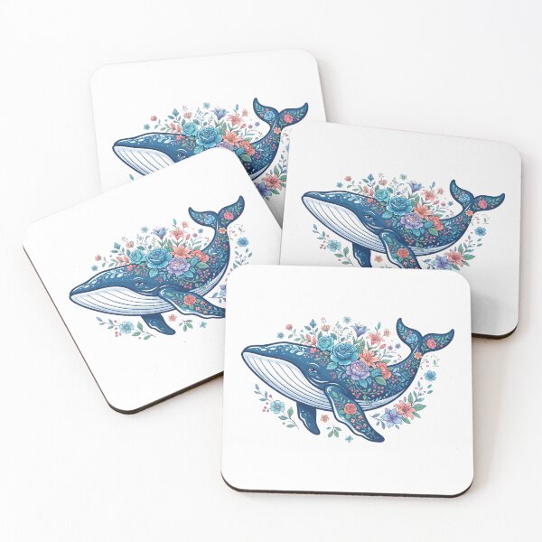Item preview, Blue whale with flowers designed and sold by kidoramagic.