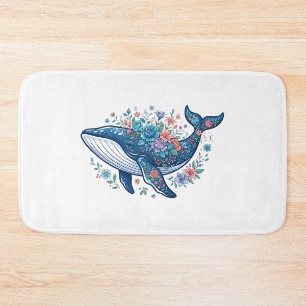 Item preview, Blue whale with flowers designed and sold by kidoramagic.