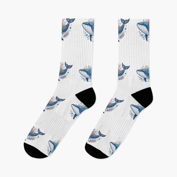 Item preview, Blue whale with flowers designed and sold by kidoramagic.