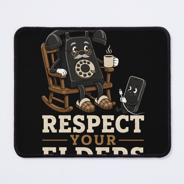 Item preview, Respect Your Elders Phone Shirt | Funny Rotary Phone & Smartphone Cartoon Retro Tech Design designed and sold by Lina Caro.