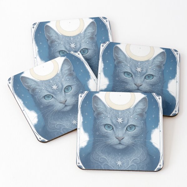 Item preview, Blue Celestial Cat Mystic Moon Spiritual Aesthetic Design designed and sold by Cat-astrophes.