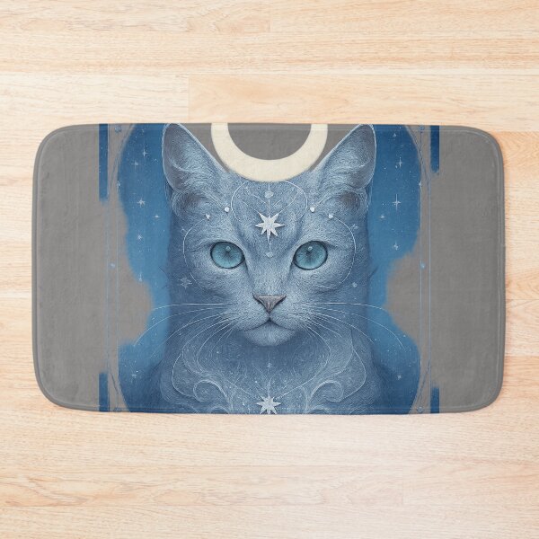 Item preview, Blue Celestial Cat Mystic Moon Spiritual Aesthetic Design designed and sold by Cat-astrophes.