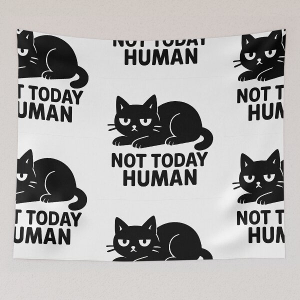 Item preview, Lazy Cat Not Today Human Funny Minimalist Design designed and sold by Cat-astrophes.