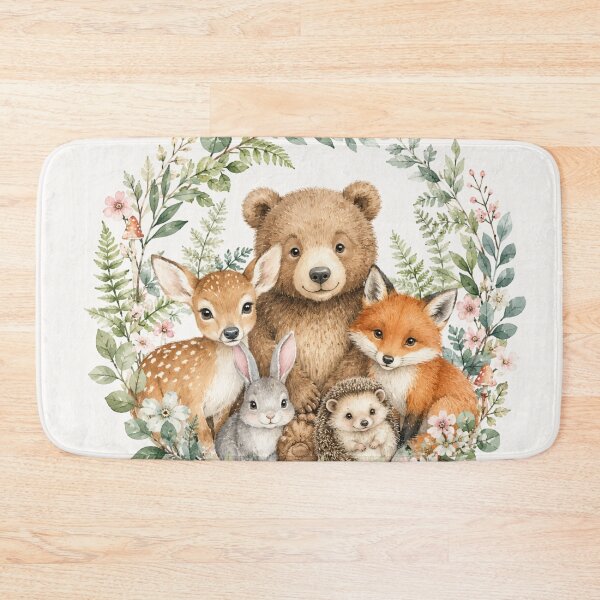 Item preview, Watercolor Woodland Animals Nursery Wreath designed and sold by bosamji.