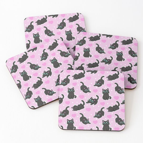 Item preview, Black Cats Pink Hearts Pattern designed and sold by CI Creative Design LLC.