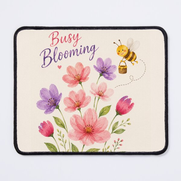 Item preview, Busy Blooming Watercolor Bee & Flowers | Cute Cottagecore Floral Illustration designed and sold by alchemist1636 .