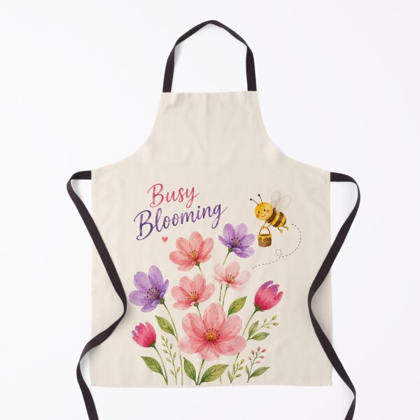 Item preview, Busy Blooming Watercolor Bee & Flowers | Cute Cottagecore Floral Illustration designed and sold by alchemist1636 .