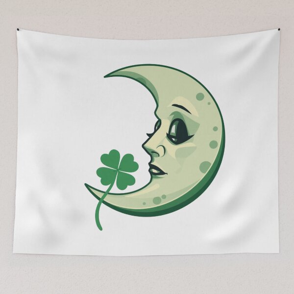 Item preview, Moon & four-leaf clover  designed and sold by Lucky 777.